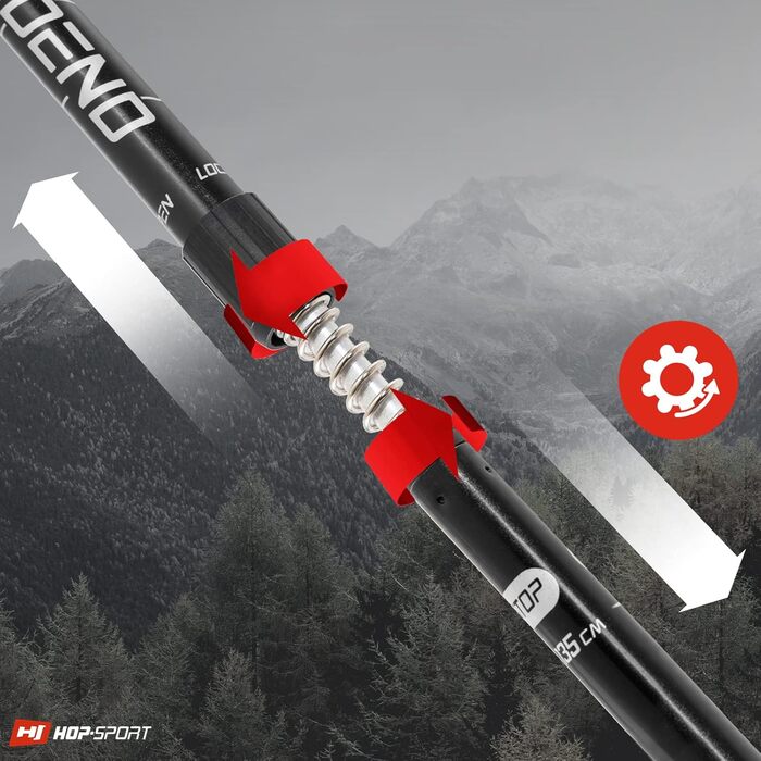 Трекінгові палиці Hop-Sport HS-0135TP для Nordic Walking з телескопічною ручкою та амортизатором (чорні)
