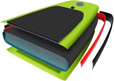 Надувна SUP-дошка для дорослих vidaXL 330x76x10 см, комплект: весло, насос, зелена, для серфінгу, сапборд, фановий падлборд