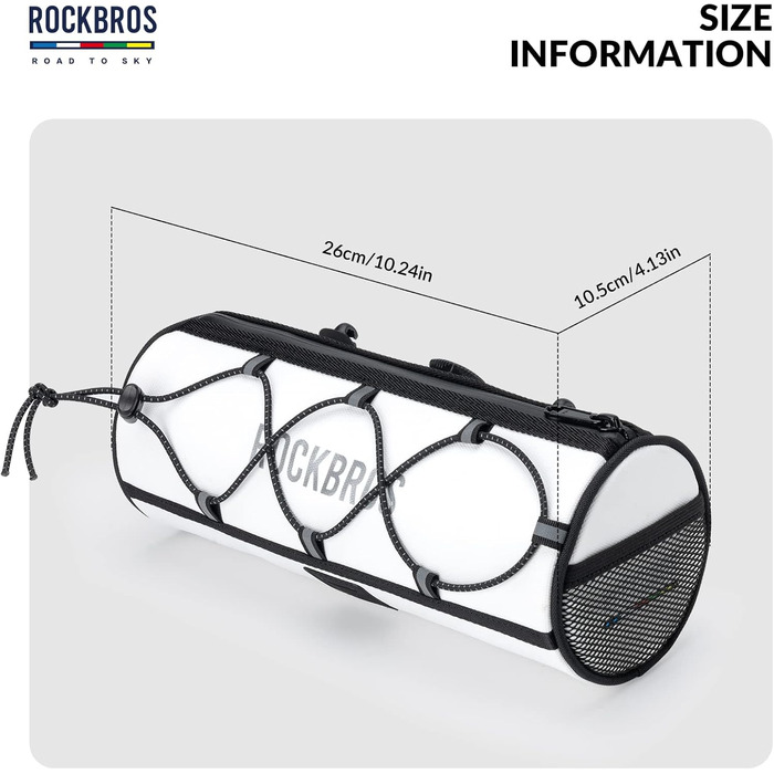 ROCKBROS Велосумка на кермо 1,5L, водовідштовхувальна, з відбивачами, біла, для гірських, шосейних і міських велосипедів