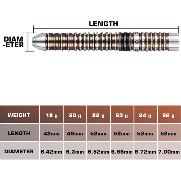 Дарти WIN.MAX Tungsten 90% (3 шт) 18-28г, металеві наконечники, професійні сталеві дротики