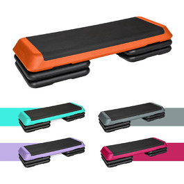 TREXO Степ-платформа для дому - степ-платформа для аеробіки з регулюванням висоти, фітнес та спорт, тренувальний пристрій для початківців та досвідчених, витримує до 250 кг, чорний/помаранчевий