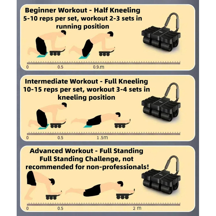 Ролер для пресу, фітнес-ролер для дому, тренажер для кора, фітнес-ролер з автоматичною підтримкою ліктя та тримачем для телефону