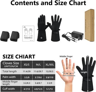 Гріючі рукавички ComfortPlus 2.0 - чорні, з акумулятором 7.4V 2200mAh, сенсорний екран, M-L