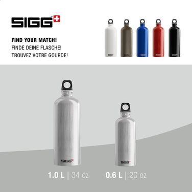 Алюмінієва пляшка для води Sigg Traveller 1 л, герметична, підходить для газованих напоїв, BPA-free, Швейцарія