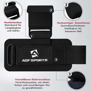 Набори гаків для важкої атлетики AQF – нековзні ручки з гумовим покриттям, 8 мм неопренова підкладка, для чоловіків та жінок (пара), ідеальні для підйому ваги та пауерліфтингу (чорний)