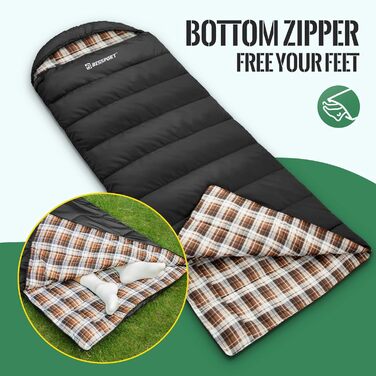 Сплячий мішок Bessport зимовий для дорослих, 3-4 сезони, легкий, ультралегкий, компактний, водонепроникний, для кемпінгу, трекінгу та подорожей (чорний)