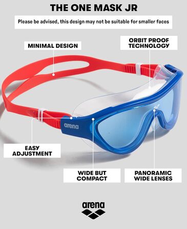 Маска для плавання ARENA The One Jr (Unisex) – Синя/Водна/Фіолетова, Розмір універсальний