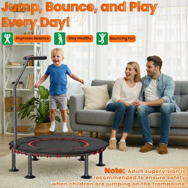 Трамплін для фітнесу LIFERUN для дому | Діаметр 102/122 см | Макс. вага 150 кг | З бортиком та ручками | Без монтажу | Для дітей та дорослих
