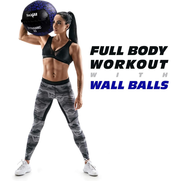 Yes4All Валбол (Wall Ball) з регульованою вагою, 2.7-13.6 кг, армійський камуфляж