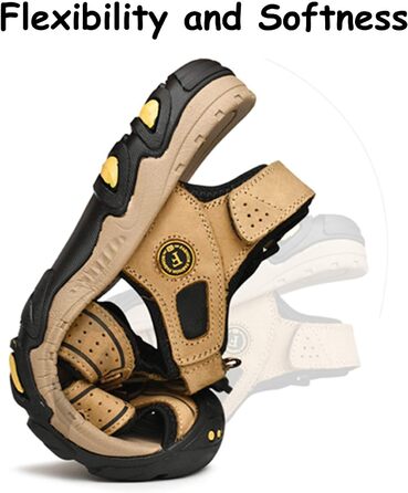 Чоловічі трекінгові сандалі LVPTSH: шкіряні літні кросівки для активного відпочинку та прогулянок, 44 EU, світло-коричневі