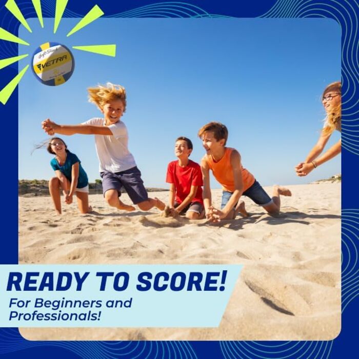 М'яч для волейболу VETRA, розмір 5, жовтий - м'який дотик, для пляжу, вулиці, спортивної зали