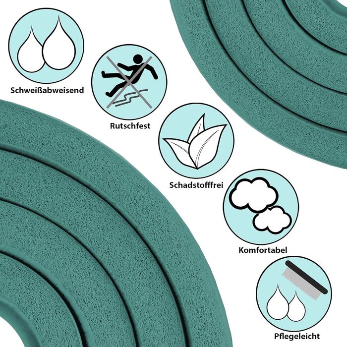 Килимок для йоги ALPIDEX Extra Dick 190 x 60 x 1.5 см - турквеновий, для фітнесу, йоги, пілатесу, гімнастики, HIIT, фізіотерапії, з E-book, не містить фталатів