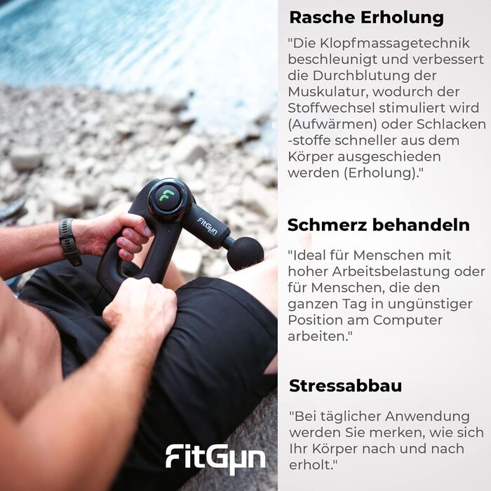 Електричний масажний пістолет FitGun Elite для глибокого масажу м'язів, зняття болю та релаксації після спорту