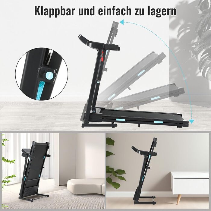 Біговий тренажер NOVONOVA для дому, складаний, Walking Pad, 12 км/год, з LED-дисплеєм, міні-біговий тренажер з ручками, тихий біговий тренажер з великою біговою поверхнею, підставка для пляшок, професійний біговий тренажер для офісу
