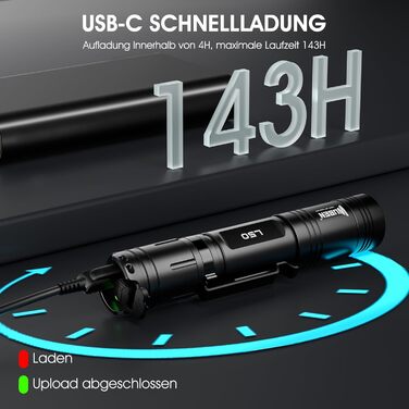 Ліхтарик WUBEN L50 LED 1200 Люмен: тактичний, водонепроникний, USB, 5 режимів, для кемпінгу та надзвичайних ситуацій