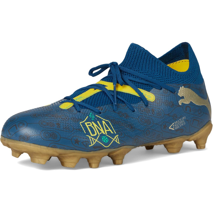 Дитячі футбольні бутси PUMA Future Match FG/AG Jr - для гри на траві та штучному покритті (33 EU, синій, жовтий)