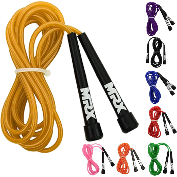 Стрибкове канат MRX PVC з пружиною для кардіотренувань, універсальний для дітей та дорослих, 22.9 см, жовтий