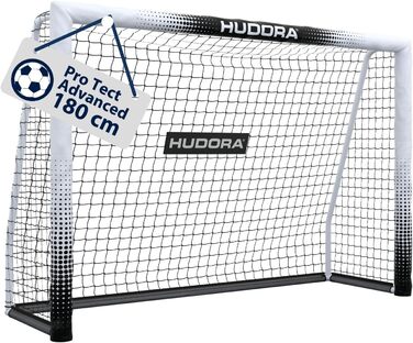 Ворота для футболу HUDORA Pro Tect Advanced – зовнішні, з сіткою та стійкою до погодних умов обшивкою – для дітей та дорослих – легка установка в саду – білі, 180 x 120 см