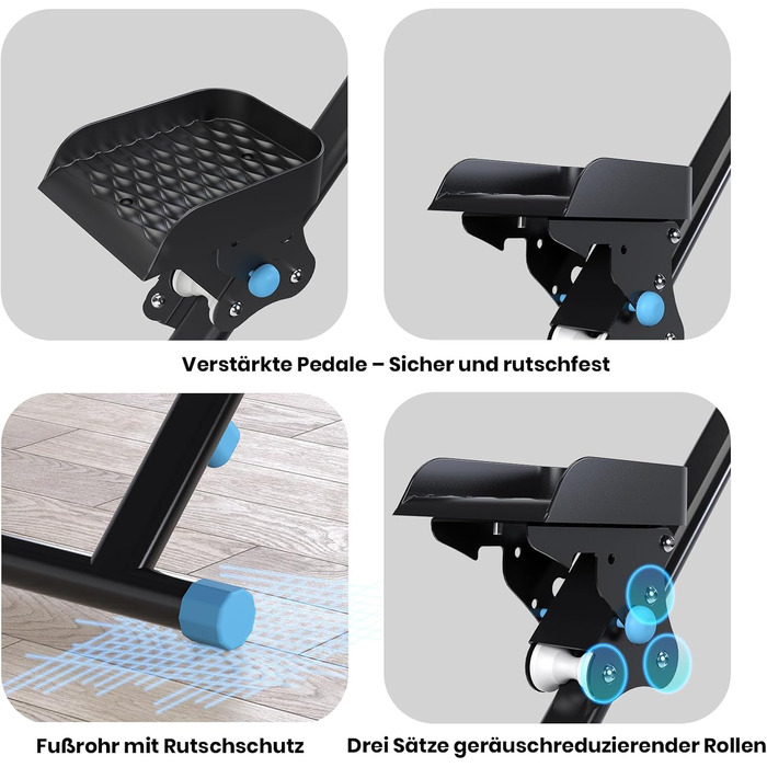 Вертикальний степер Mdeam для дому з широким кроком, складаний, з ручками, для кардіотренувань, чорний