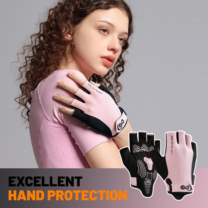 Флінтронік велоперчатки напівпальцеві для чоловіків, спортивні велоперчатки з антиковзаючою поверхнею та амортизацією, з 6 вставками, дихаючі велоперчатки для гірського велосипеда, шосе, фітнесу (M, Рожевий)
