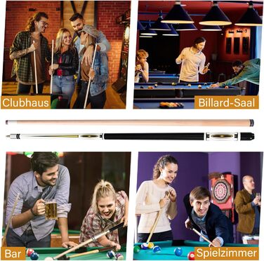 RAYNA GAMES Більярдний кий: комплект 2 кия, 58 дюймів, канадський клен, для дорослих, з нержавіючою сталею, для ентузіастів більярду