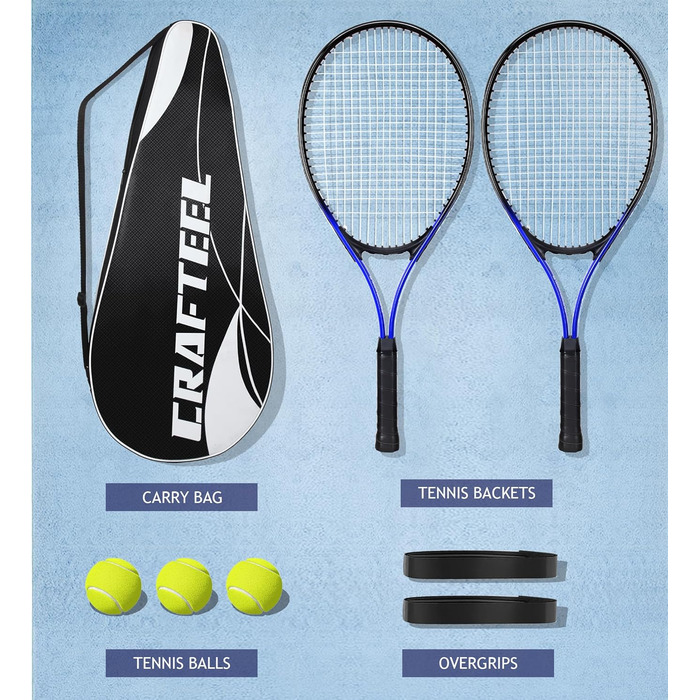 Тенісний набір 2 шт. для сім'ї: 27 дюймів, 68.6 см, для початківців, блакитний