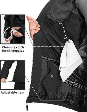 Чоловіча лижна куртка 33000ft: водонепроникна, вітрозахисна, тепла, функціональна, для сноуборду та лиж, чорного кольору