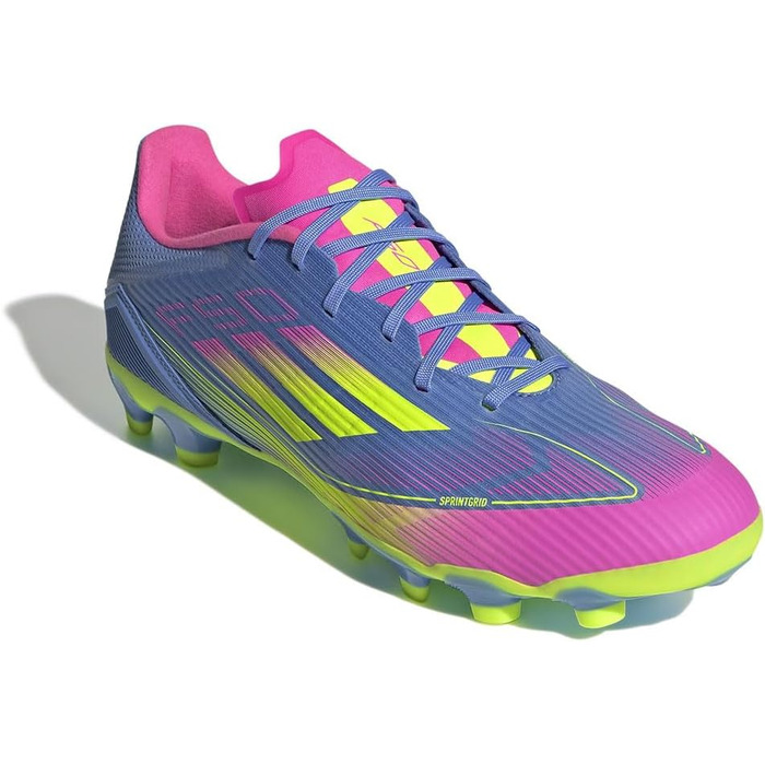 Бутси для футболу Adidas F50 League Unisex Multi Ground (47 EU, Синьо-жовто-рожеві)
