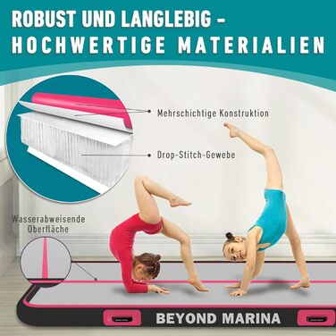 Надувна гімнастична матка BEYOND MARINA, Air Matte Track, 3m-6m, 10/20cm, для дому, фітнесу, йоги, м'ятно-зелена