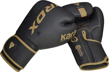 Дитячі боксерські рукавички RDX для муай-тай, кікбоксингу та MMA, шкіра Maya Hide, 6oz, чорні з золотим, для тренувань, мішка та спарингу