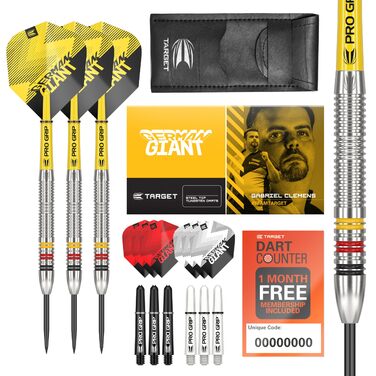 Дарти Target Gabriel Clemens 22/23/24 г, сталеві наконечники, набір стріл, 9 Pro Grip, 9 Pro Ultra, гаманець, додаток для рахунку очок - акційний комплект
