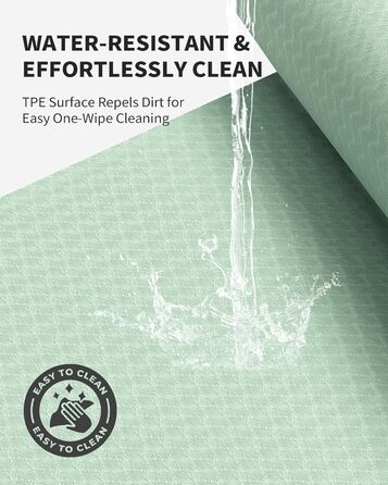 Килимок для йоги CAMBIVO XXL 183x122 см, товщина 6/8/10/12 мм, неслизький, TPE, для фітнесу, пілатесу, гімнастики, з рушником (183*122*0.6 см, м'ятний)