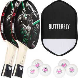 Набір для настільного тенісу Butterfly Timo Boll: 2 ракетки SG11, чохол, 2 м'ячі 3*** ITTF R40+