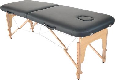 Мобільний масажний стіл 2 зони Basic 185x60 см, складаний, 11,8 кг, косметологічна кушетка, чорний