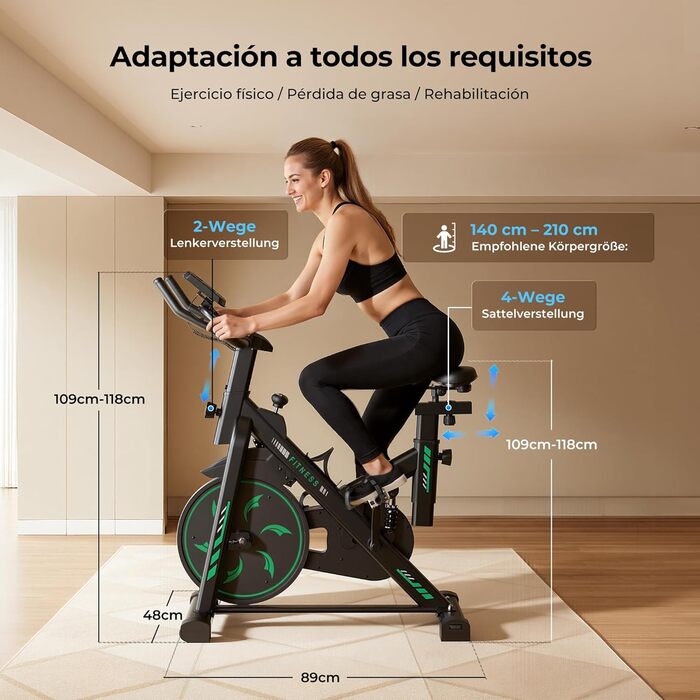 Велотренажер для дому з додатком, магнітний опір, тихий велоергометр, важке махове колесо, посилена сидіння, LCD-дисплей, тримач для планшета, до 150 кг