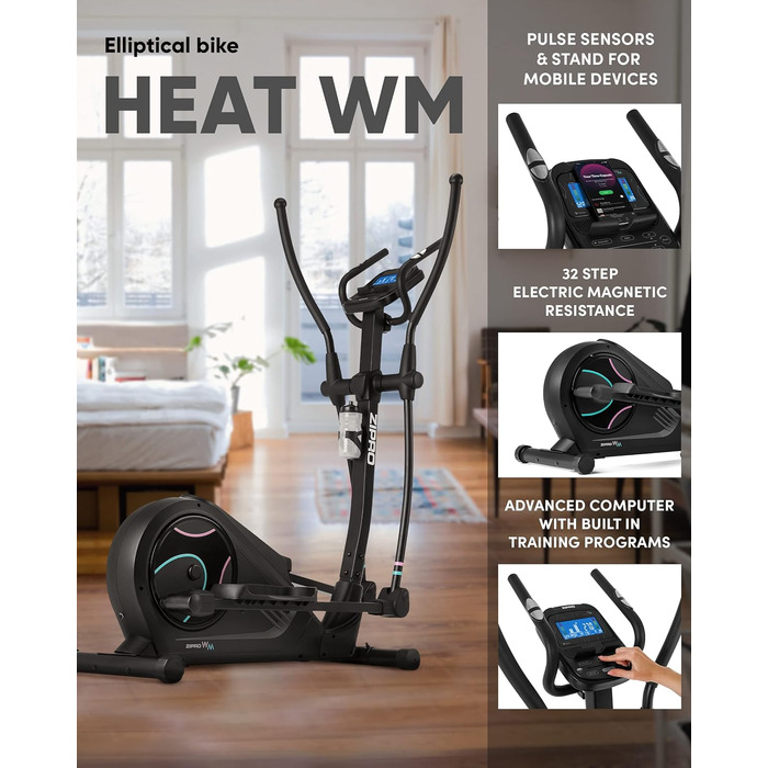 Еліптичний тренажер Zipro Heat для дому, до 150 кг, 32 рівні навантаження, кардіо-тренажер