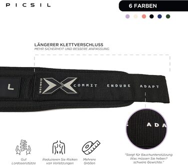 Підтягуючий пояс для важкої атлетики PICSIL, підтримка попереку, для ривку та поштовху, схвалений для змагань, з пряжкою, чорний