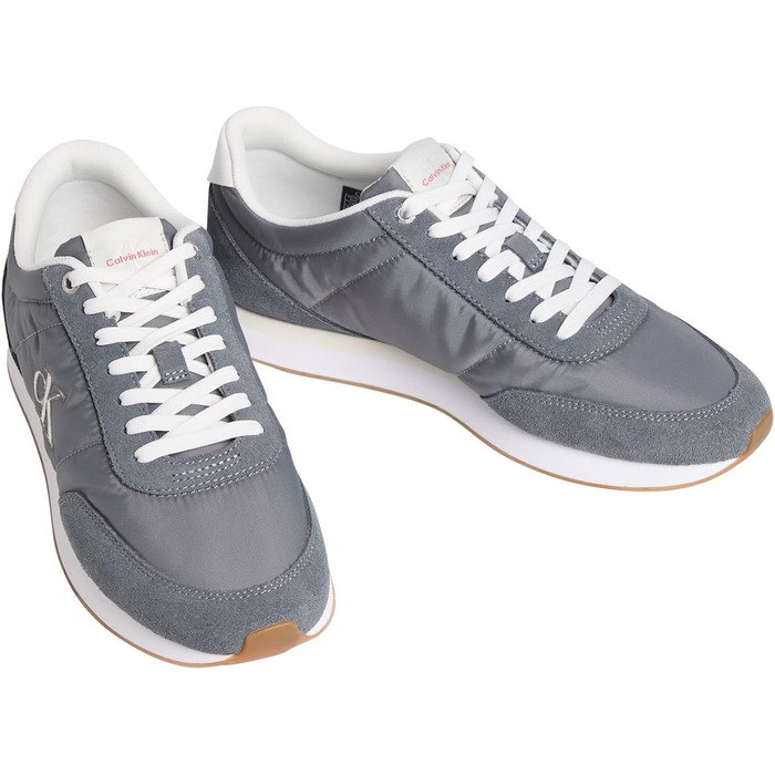 Чоловічі кросівки Calvin Klein Runner Retro Mix з логотипом, сірі (Grey Night Owl Off White), розмір 44.5 EU