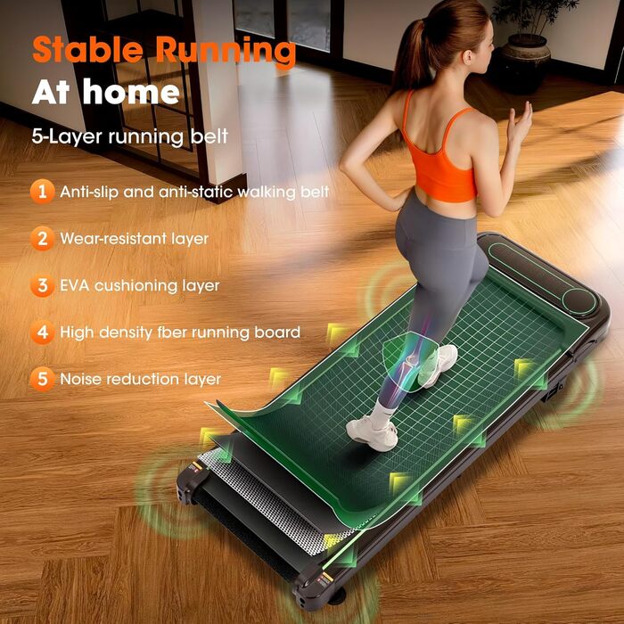 Бігова доріжка Alphaflow Walking Pad для дому та офісу з нахилом 4%, LED-дисплеєм та дистанційним керуванням