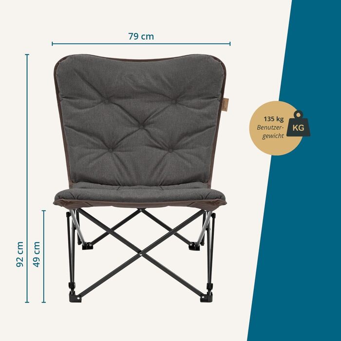 Крісло-трансформер Skandika Moonchair XL/Mala: зручне складне крісло для дому, саду, балкону та відпочинку на природі (сірий)