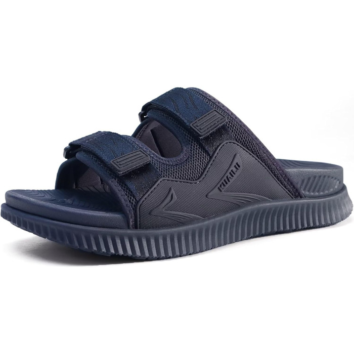 Чоловічі спортивні сандалії KuaiLu з м'якою устілкою, ортопедичні для фасціїту, Outdoor, Wander, легкі, відкриті пальці, регульована липучка, сланці (Морський, 45 EU)