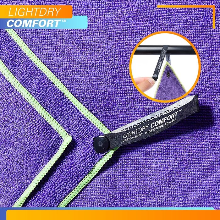 LightDry® Original спортивне рушник з мікрофібри для подорожей та рюкзака - спортивне рушник для басейну та фітнесу, швидковисихаюче, легке, антибактеріальне (60 x 30 см, фіолетовий)