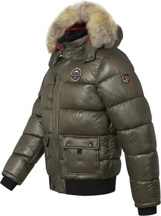Чоловіча куртка Geographica Norway Steppjacke - тепла зимова куртка-анорак для активного відпочинку, катання на лижах та сноуборді, з шапочкою UD (3XL, Bugs Kaki)