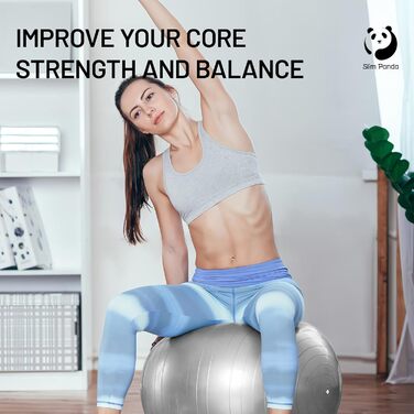 Гімнастичний м'яч Slim Panda 55-85 см, антивибуховий, з насосом, фітнесбол для вагітних, літніх, терапії та балансу