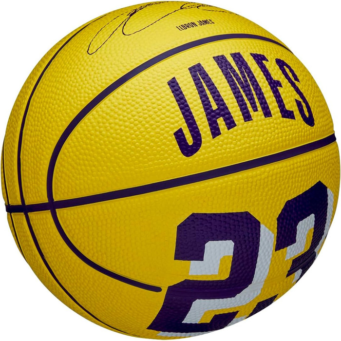 Баскетбольний м'яч WILSON NBA Player Icon, розмір 7 та міні 3, для вулиці, Лос-Анджелес Лейкерс