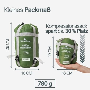 Спальний мішок Trinordic 780g Ultraleicht - легкий, компактний для кемпінгу, трекінгу та байкпакінгу