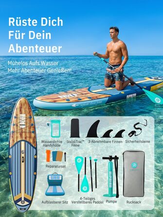 Надувне SUP-борд Niphean з сидінням та аксесуарами, 320 см, для 2 осіб, 200 кг, Bluewood Surge