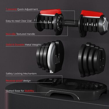 Набір гантелей Yaheetech, регульований, 12.5/18/24/40 кг, з блокуванням, для дому, фітнесу та бодібілдингу