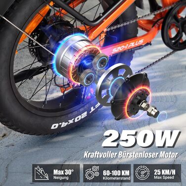 Електровелосипед VARUN S20-1 PLUS складаний 20 дюймів, 48V 13Ah, до 120 км, 7-швидкісний, LCD-дисплей, товсті антиковзкі шини, помаранчевий