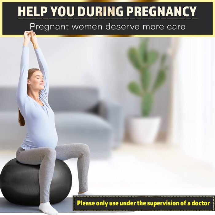 Фітбол LeomatriX 55 см з фітнес-гумками та насосом | Ергономний, компактний, міцний | для офісу, йоги, фітнесу, пілатесу, Pezzi Ball, вагітності